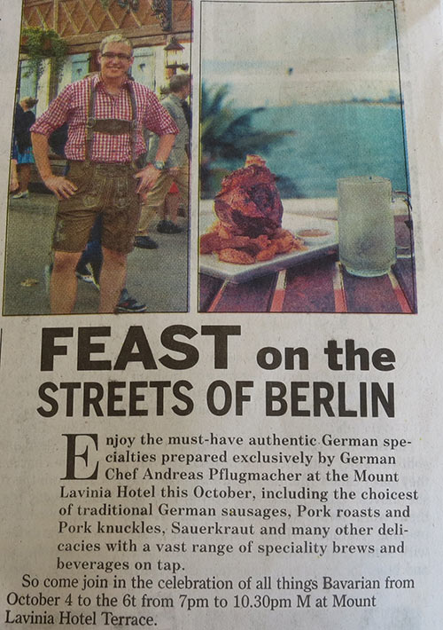 Deutsche Küche im Mount Lavinia Hotel, Sri Lanka